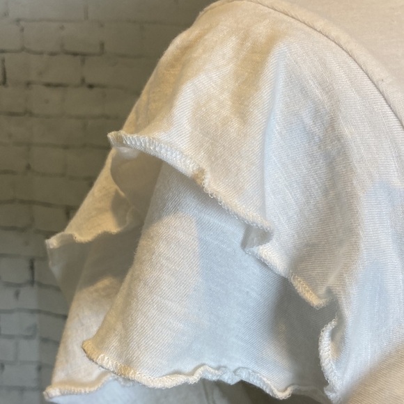 Maurices 24/7 Solid White Ruffle Sleeve Tee T-Shirt L Feminine Pretty Classic - Picture 10 of 16